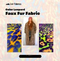 Orange Yellow - Turquoise Leopard Short Pile Faux Fur Fabric By The Yard -Luxtex Store 1 2 3