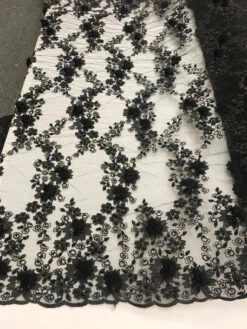 3D Embroidered French Beaded Mesh Lace Fabric -Luxtex Store 50.10