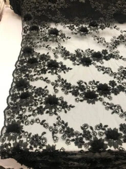 3D Embroidered French Beaded Mesh Lace Fabric -Luxtex Store 50.12