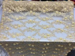 3D Embroidered French Beaded Mesh Lace Fabric -Luxtex Store 50.1cream adc6f39c fcf2 49af 91cf 844b51835262