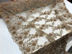 3D Embroidered French Beaded Mesh Lace Fabric -Luxtex Store 50.7