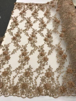 3D Embroidered French Beaded Mesh Lace Fabric -Luxtex Store 50.8