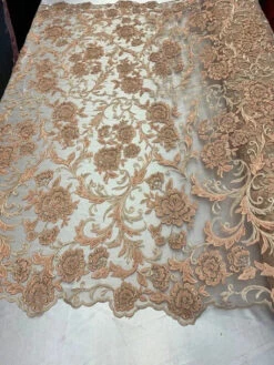 Hand Beaded Lace Fabric - Embroidery Floral Lace With Sequins And Flowers -Luxtex Store 55.27