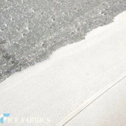 Luxurious Mesh Glitz Sequin Fabric By The Roll (20 Yards) Fabric Wholesale -Luxtex Store AllOverSilverIridescentMeshGlitzMiniSequinsFabric4 1