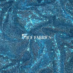 Luxurious Mesh Glitz Sequin Fabric By The Roll (20 Yards) Fabric Wholesale -Luxtex Store AllOverTurquoiseMeshGlitzMiniSequinsFabric1 1