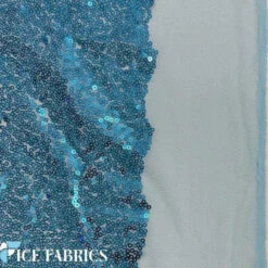 Luxurious Mesh Glitz Sequin Fabric By The Roll (20 Yards) Fabric Wholesale -Luxtex Store AllOverTurquoiseMeshGlitzMiniSequinsFabric2 1