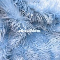 Baby Blue Shaggy Mohair Long Pile Faux Fur Upholstery Fabric