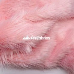 Shaggy Mohair Long Pile Faux Fur Upholstery Fabric -Luxtex Store BabyPink4 1