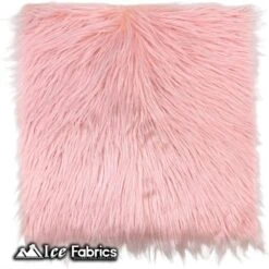 IceFabrics Square Shaggy Long Pile Faux Fur Fabric -Luxtex Store BabyPinkIceFabricsSquareShaggyLongPileFauxFurFabric 1 1
