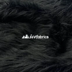 Shaggy Mohair Long Pile Faux Fur Fabric By The Yard -Luxtex Store Black.2jpg