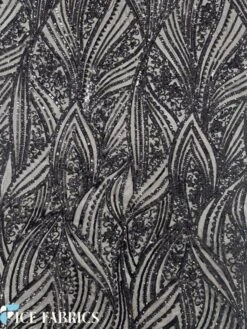 Damask Stretch Sequin Fabric On Mesh -Luxtex Store BlackDamaskStretchSequinFabricOnMesh2