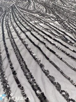 Black Damask Stretch Sequin Fabric On Mesh -Luxtex Store BlackDamaskStretchSequinFabricOnMesh9