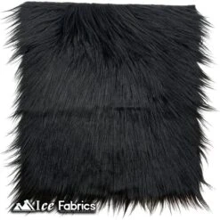 IceFabrics Square Shaggy Long Pile Faux Fur Fabric -Luxtex Store BlackIceFabricsSquareShaggyLongPileFauxFurFabric 1 1