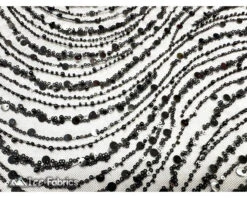 Wavy Beaded Embroidered Sequin Fabric On Mesh Fabric -Luxtex Store Black Wavy Beaded Embroidered Sequin Fabric on Mesh Fabric 3