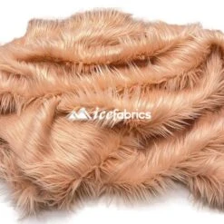 Shaggy Mohair Long Pile Faux Fur Fabric By The Yard -Luxtex Store Blush4