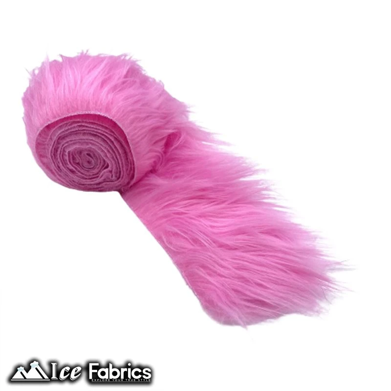 Bubble Gum Shaggy Mohair Strips Ribbon Faux Fur Fabric Pre Cut Roll 5 Bubble Gum Shaggy Mohair Strips Ribbon Faux Fur Fabric Pre Cut Roll - Image 3
