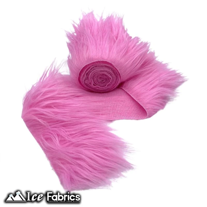 Bubble Gum Shaggy Mohair Strips Ribbon Faux Fur Fabric Pre Cut Roll 6 Bubble Gum Shaggy Mohair Strips Ribbon Faux Fur Fabric Pre Cut Roll - Image 4