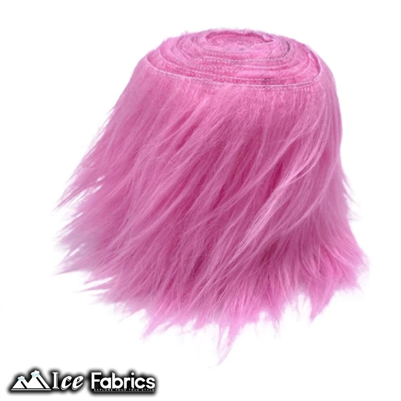 Bubble Gum Shaggy Mohair Strips Ribbon Faux Fur Fabric Pre Cut Roll 4 Bubble Gum Shaggy Mohair Strips Ribbon Faux Fur Fabric Pre Cut Roll - Image 2