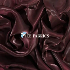 Burgundy Crystal Reflective Liquid Chiffon Fabric