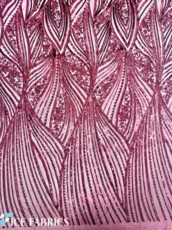 Burgundy Damask Stretch Sequin Fabric On Mesh -Luxtex Store BurgundyDamaskStretchSequinFabricOnMesh3