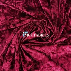 Burgundy Stretch Crushed Velvet Fabric By The Roll