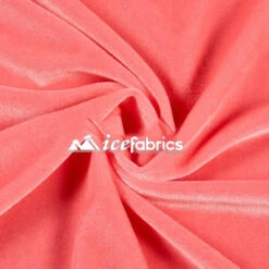 Coral Poly Spandex 4 Way Stretch Velvet Fabric/ Super Soft