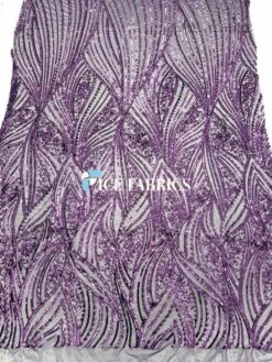 Damask Stretch Sequin Fabric On Mesh -Luxtex Store DarkPurpleDamaskStretchSequinFabricOnMesh1