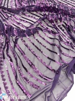Dark Purple Damask Stretch Sequin Fabric On Mesh -Luxtex Store DarkPurpleDamaskStretchSequinFabricOnMesh6