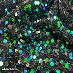 Emma Embroidery Sequins On Velvet Fabric | 2 Way Stretch -Luxtex Store EmeraldGreenonBlackVelvetEmmaStretchVelvetFabricwithEmbroiderySequin 1 f9a180df 8c9d 44e1 bb56 83a10961377b