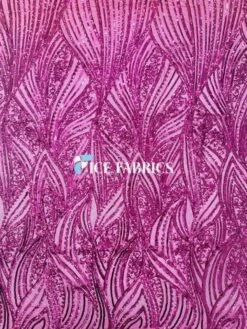 Damask Stretch Sequin Fabric On Mesh -Luxtex Store FuchsiaDamaskStretchSequinFabricOnMesh1