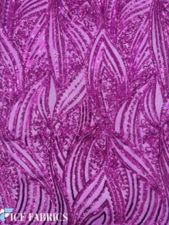 Damask Stretch Sequin Fabric On Mesh -Luxtex Store FuchsiaDamaskStretchSequinFabricOnMesh2
