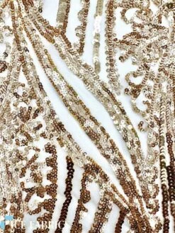 Gold Damask Stretch Sequin Fabric On Mesh -Luxtex Store GoldDamaskStretchSequinFabricOnMesh6