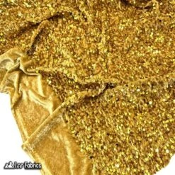 Emma Embroidery Sequins On Velvet Fabric | 2 Way Stretch -Luxtex Store GoldEmmaStretchVelvetFabricwithEmbroiderySequin 1 d3af213d b5ec 49d8 8cf7 3a0d6d67d10e