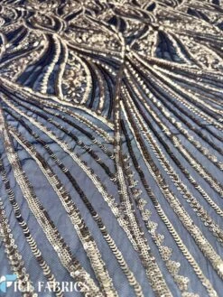 Gold On Black Damask Stretch Sequin Fabric On Mesh -Luxtex Store GoldonBlackDamaskStretchSequinFabricOnMesh9