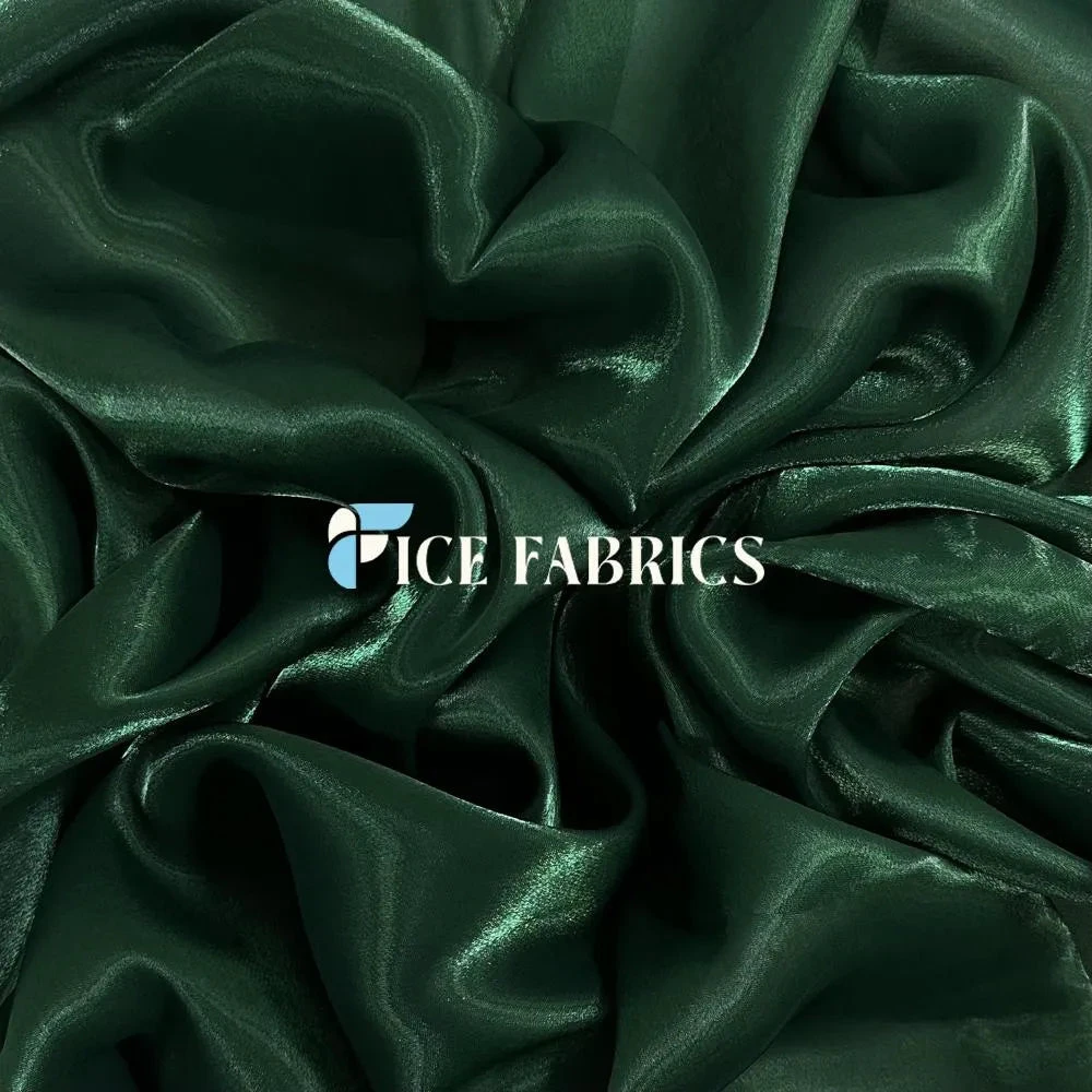 Hunter Green Crystal Reflective Liquid Chiffon Fabric 3 Hunter Green Crystal Reflective Liquid Chiffon Fabric