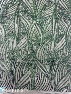 Hunter Green Damask Stretch Sequin Fabric On Mesh -Luxtex Store HunterGreenDamaskStretchSequinFabricOnMesh3