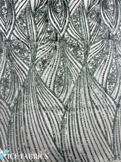 Hunter Green Damask Stretch Sequin Fabric On Mesh -Luxtex Store HunterGreenDamaskStretchSequinFabricOnMesh6