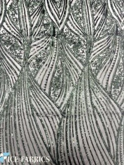 Hunter Green Damask Stretch Sequin Fabric On Mesh -Luxtex Store HunterGreenDamaskStretchSequinFabricOnMesh7