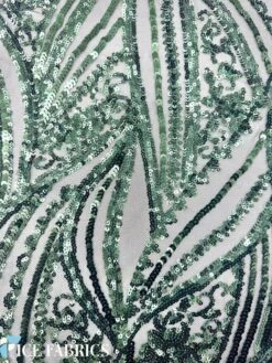 Hunter Green Damask Stretch Sequin Fabric On Mesh -Luxtex Store HunterGreenDamaskStretchSequinFabricOnMesh8