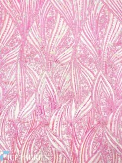 Iridescent Pink Damask Stretch Sequin Fabric On Mesh -Luxtex Store IridescentPinkDamaskStretchSequinFabricOnMesh4