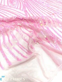Iridescent Pink Damask Stretch Sequin Fabric On Mesh -Luxtex Store IridescentPinkDamaskStretchSequinFabricOnMesh6