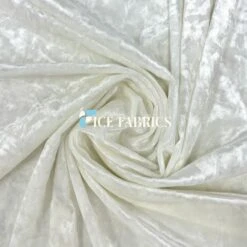 Ivory Stretch Crushed Velvet Upholstery Fabric