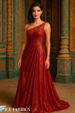 Burgundy Crystal Reflective Liquid Chiffon Fabric -Luxtex Store Lehenga 20