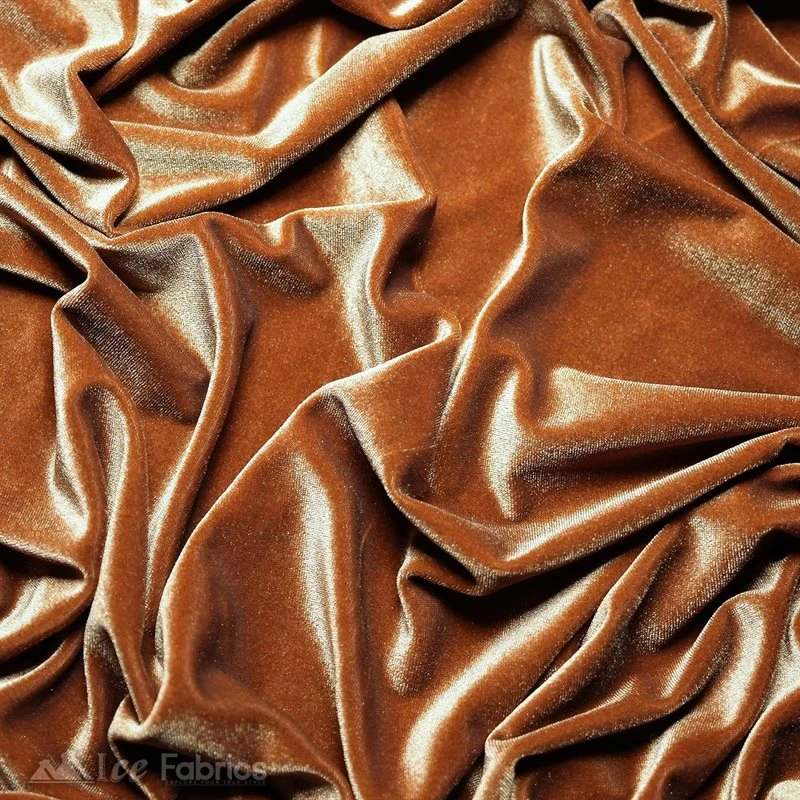 Light Brown Soft And Smooth Stretch Velvet Upholstery Fabric - Image 5