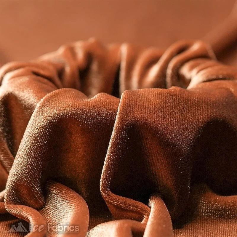 Light Brown Soft And Smooth Stretch Velvet Upholstery Fabric - Image 7