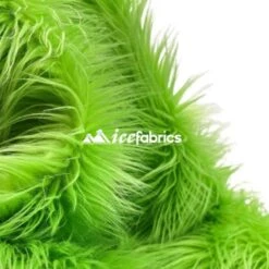 Lime Green Shaggy Mohair Long Pile Faux Fur Upholstery Fabric -Luxtex Store LimeGReen3 1