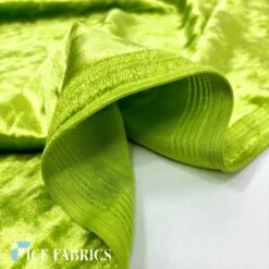 Lime Green Stretch Crushed Velvet Fabric By The Roll -Luxtex Store LimeGreenStretchCrushedVelvetFabric4