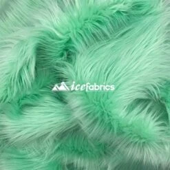 Mint Shaggy Mohair Long Pile Faux Fur Upholstery Fabric