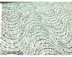 Wavy Beaded Embroidered Sequin Fabric On Mesh Fabric -Luxtex Store Mint Green Wavy Beaded Embroidered Sequin Fabric on Mesh Fabric 2