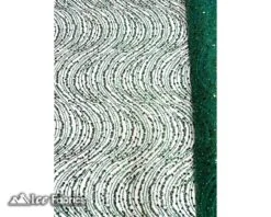 Wavy Beaded Embroidered Sequin Fabric On Mesh Fabric -Luxtex Store Mint Wavy Beaded Embroidered Sequin Fabric on Mesh Fabric 2